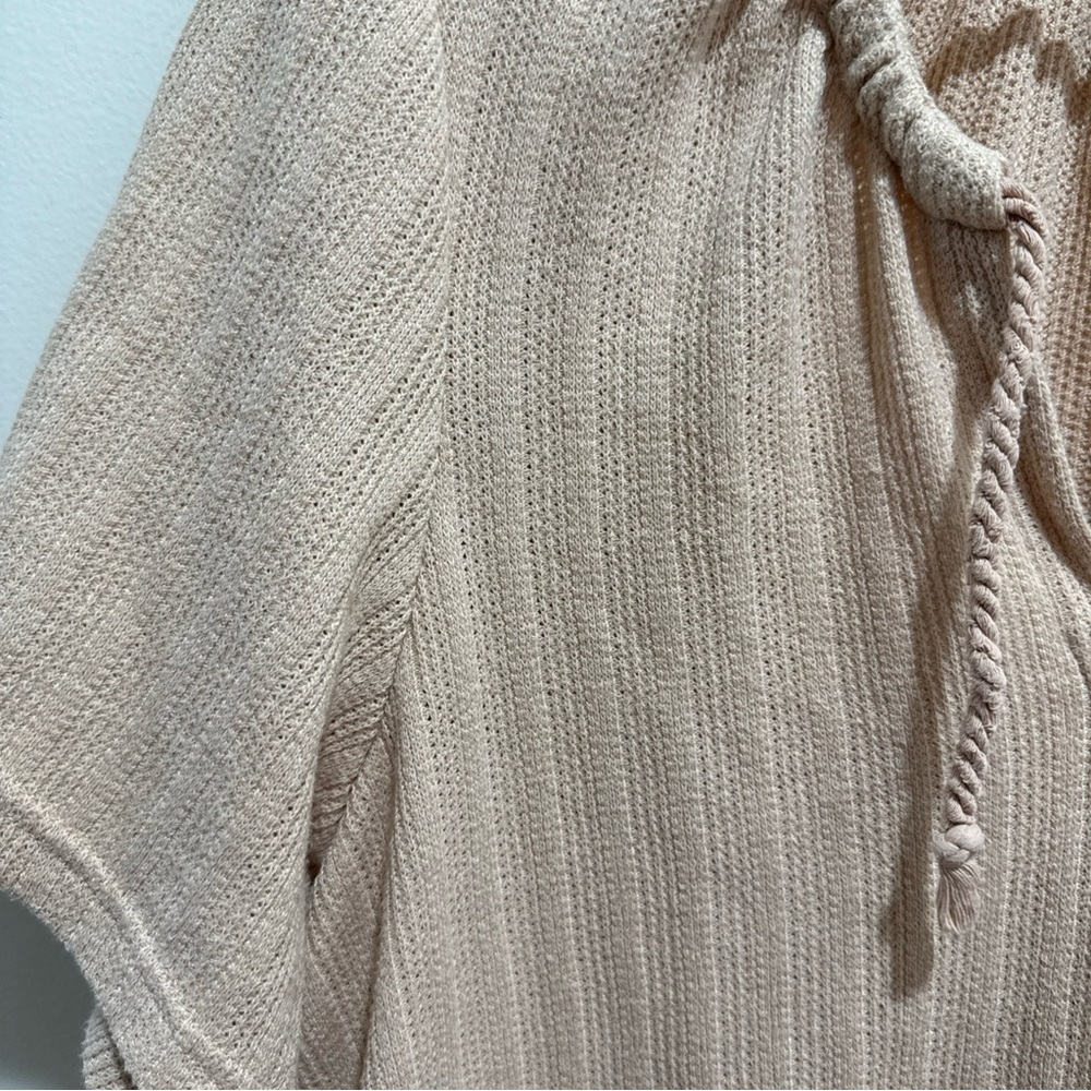 Madewell Women's Pointelle Knit Tie Neck Tunic Top Shirt Short Sleeve Size Large - Picture 4 of 7